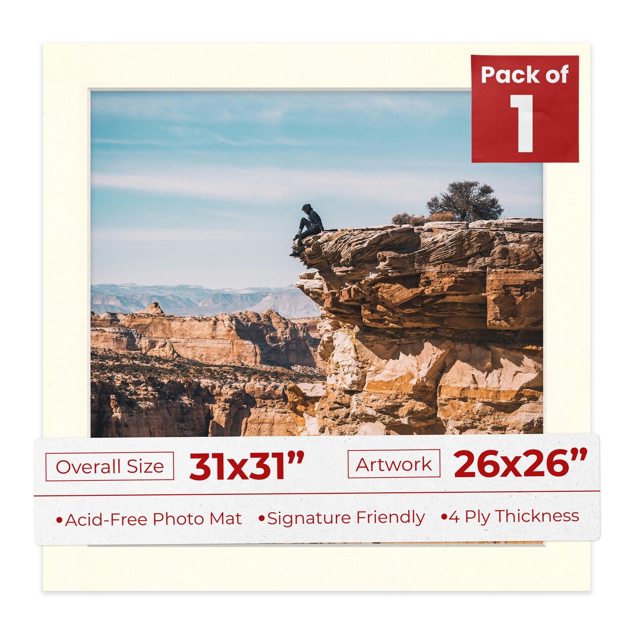 Mojave Sand Beige Mat Board for 31x31 Frames - Fits 26x26 Photos